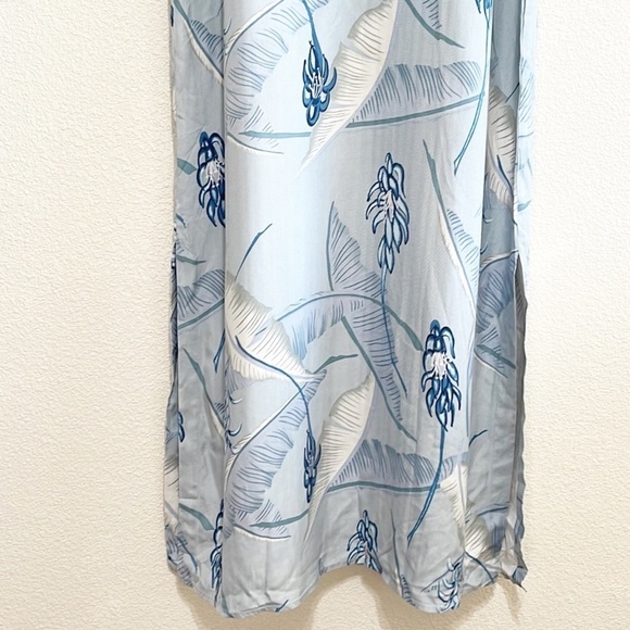 100% SILK Woman Blue White Floral Pattern Casual Dress Size M - Picture 6 of 15